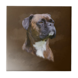 Boxer Dog Oil Painting Art Portrait Tile