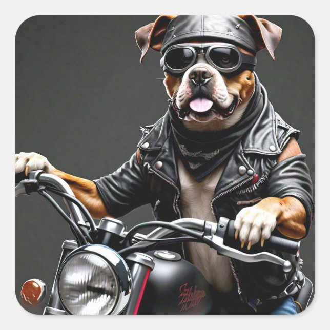 Boxer Dog on Motorcycle Sticker (Front)