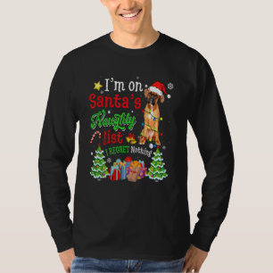 Boxer Dog On Santa's Naughty  List Xmas T-Shirt