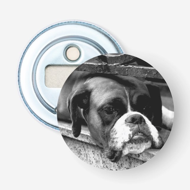 Boxer Dog On Windowsill bocnm Bottle Opener (Front)