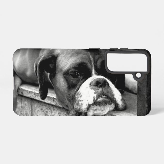 Boxer Dog On Windowsill sgcnm Samsung Galaxy S21 Case (Back Horizontal)