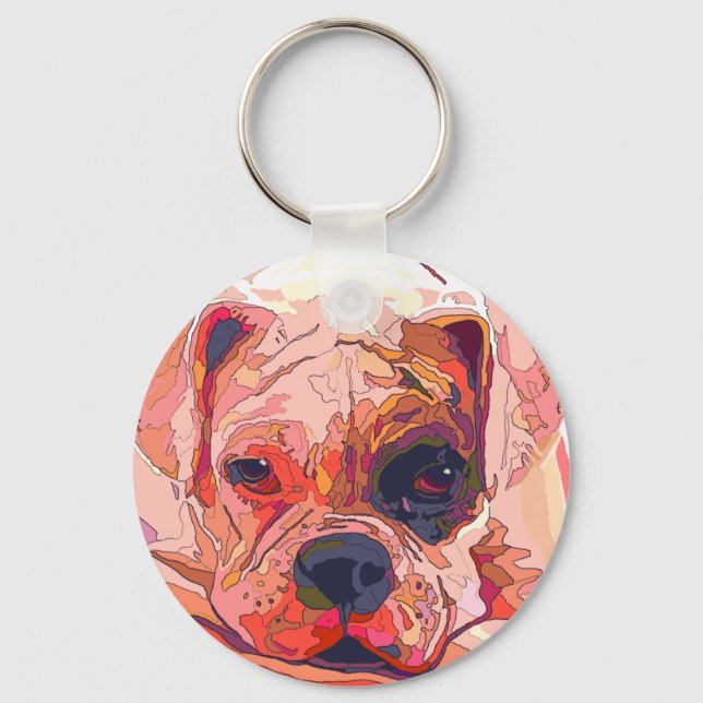 Boxer Dog Painting in Dazzling Colours Key Ring (Front)