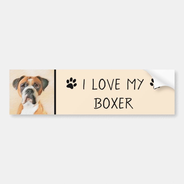 Boxer Dog Painting Uncropped Original Animal Art Bumper Sticker (Front)