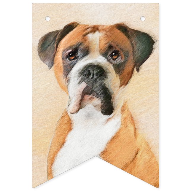Boxer Dog Painting Uncropped Original Animal Art Bunting (First Flag)