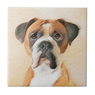Boxer Dog Painting Uncropped Original Animal Art Ceramic Tile