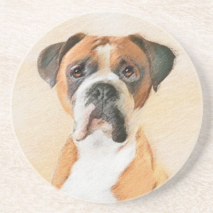 Boxer Dog Painting Uncropped Original Animal Art Coaster