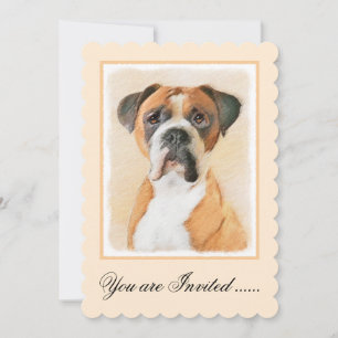 Boxer Dog Painting Uncropped Original Animal Art Invitation