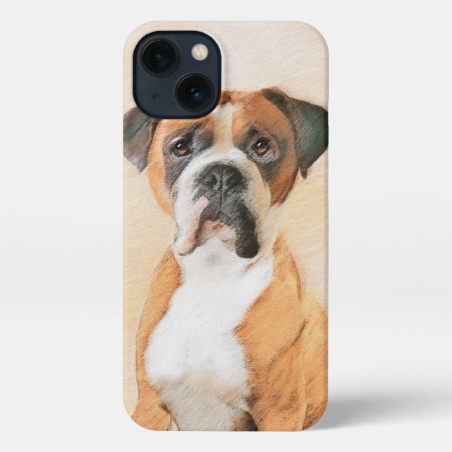 Boxer Dog Painting Uncropped Original Animal Art iPhone Case (Back)