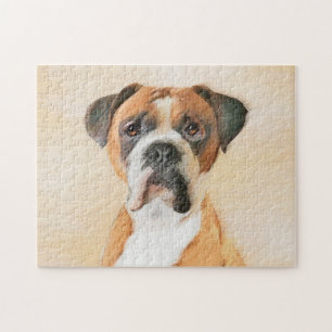 Boxer Dog Painting Uncropped Original Animal Art Jigsaw Puzzle