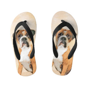 Boxer Dog Painting Uncropped Original Animal Art Kid's Thongs