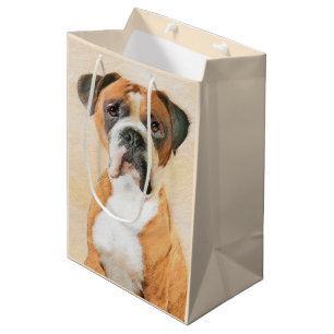 Boxer Dog Painting Uncropped Original Animal Art Medium Gift Bag