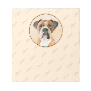 Boxer Dog Painting Uncropped Original Animal Art Notepad