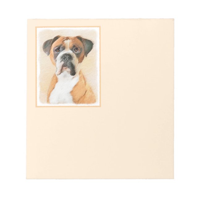 Boxer Dog Painting Uncropped Original Animal Art Notepad (Front)