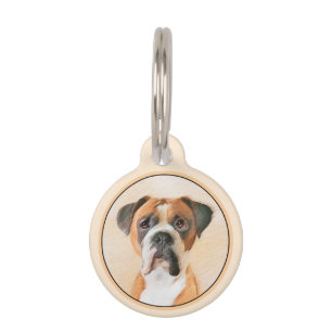 Boxer Dog Painting Uncropped Original Animal Art Pet Tag