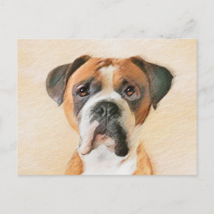 Boxer Dog Painting Uncropped Original Animal Art Postcard