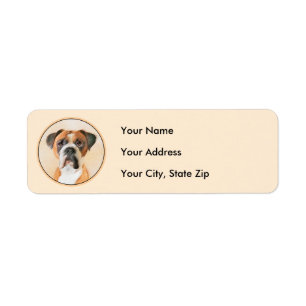 Boxer Dog Painting Uncropped Original Animal Art Return Address Label