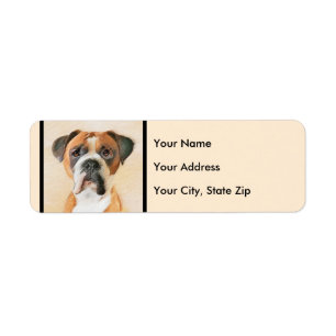 Boxer Dog Painting Uncropped Original Animal Art Return Address Label