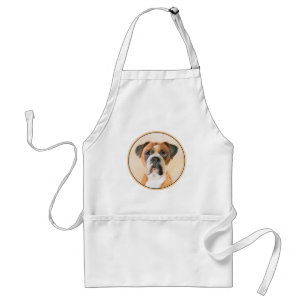 Boxer Dog Painting Uncropped Original Animal Art Standard Apron