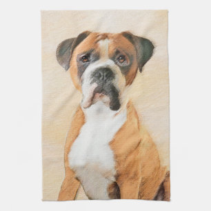 Boxer Dog Painting Uncropped Original Animal Art Tea Towel