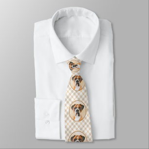 Boxer Dog Painting Uncropped Original Animal Art Tie