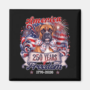 Boxer Dog Patriotic Aamerica 250 Years July 4th Magnet