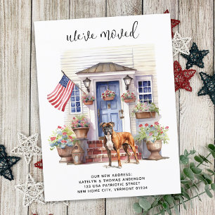 Boxer Dog Patriotic Personalised Pet Moving Announcement Postcard