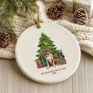 Boxer Dog Personalised Christmas Ceramic Ornament