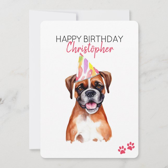 Boxer Dog Personalised Happy Birthday Card (Front)