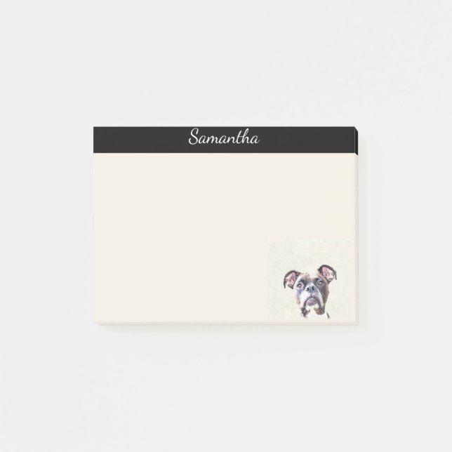Boxer dog personalised post it notes (Front)