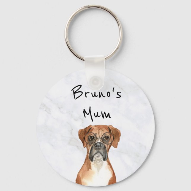 Boxer Dog Personalized Key Ring (Front)