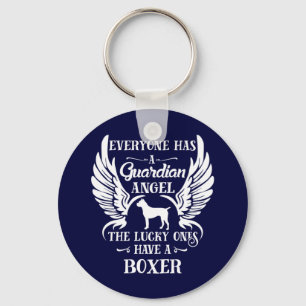 Boxer dog pet guardian angel key ring