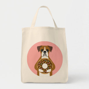 Boxer Dog Pink Cirlce Tote Bag