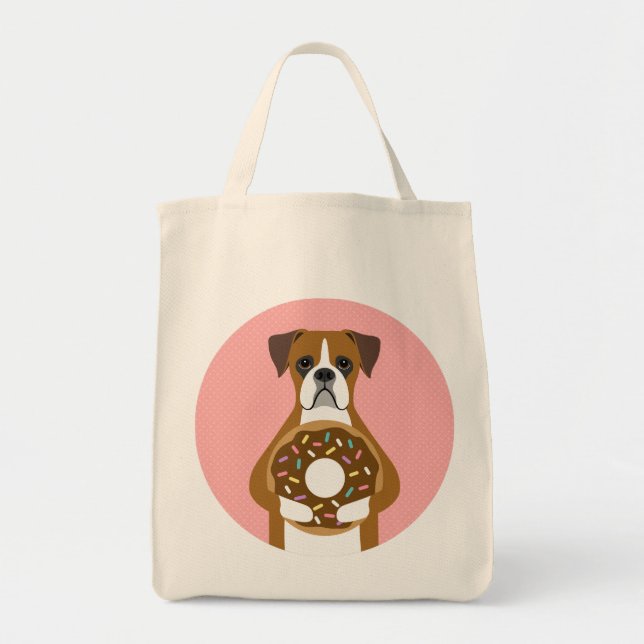Boxer Dog Pink Cirlce Tote Bag (Front)