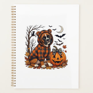 Boxer Dog Plaid Hoodie Halloween Pumpkin Bats_1 Planner