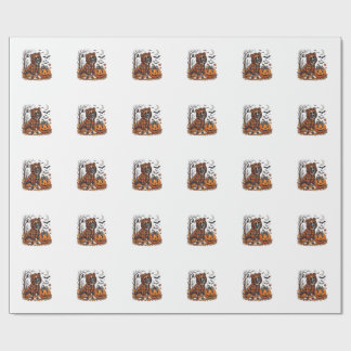 Boxer Dog Plaid Hoodie Halloween Pumpkin Bats_1 Wrapping Paper