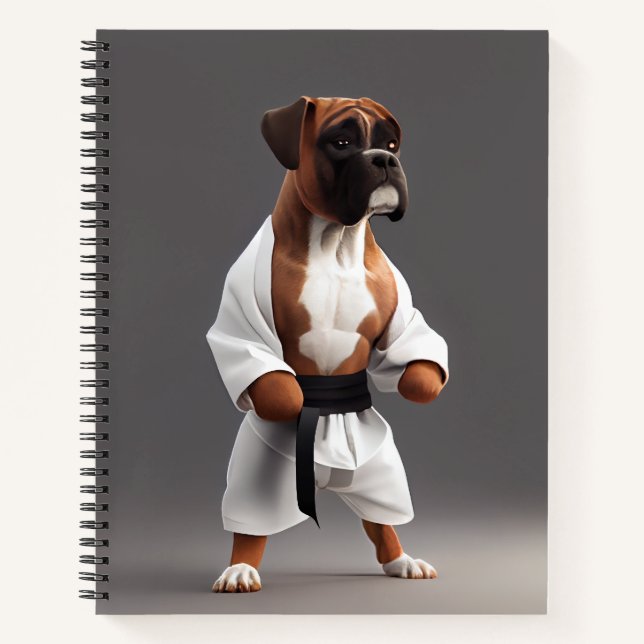 Boxer Dog Play Karate, Boxer Dog Karate Player Notebook (Front)