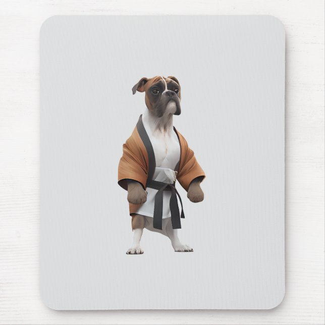 Boxer Dog Play Karate, Karate Champion Boxer Dog C Mouse Pad (Front)