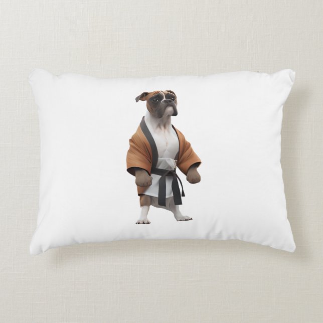 Boxer Dog Play Karate, Karate Champion Boxer Dog Decorative Cushion (Front)