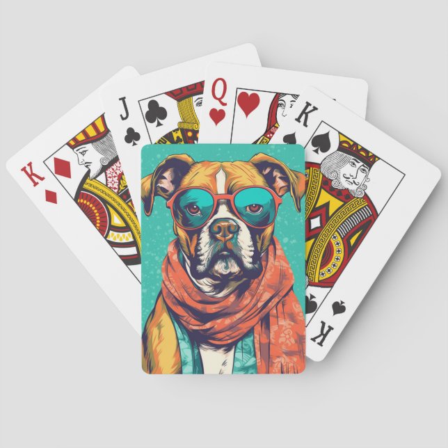 Boxer Dog Pop Art – Fun Dog Lovers Playing Cards (Back)
