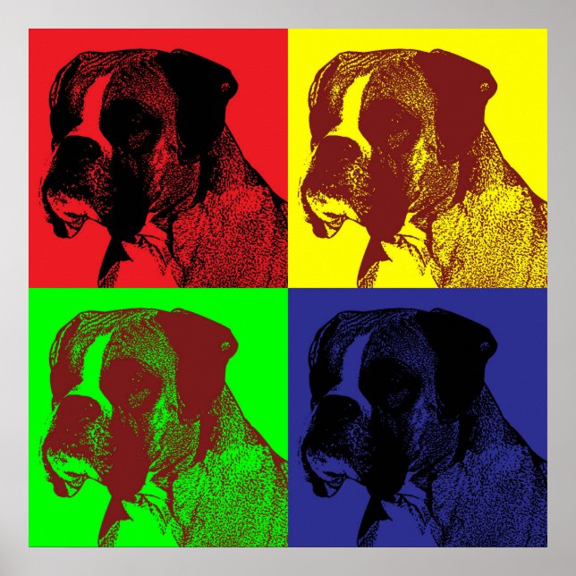 Boxer Dog Pop Art Style Poster (Front)