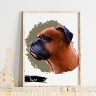 Boxer Dog Portrait   Pet Portrait Wall Print 