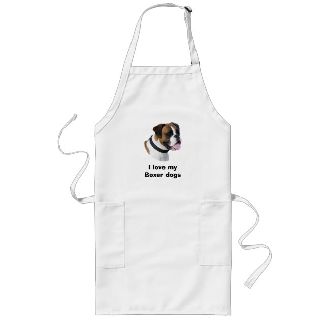 Boxer dog portrait photo long apron (Front)