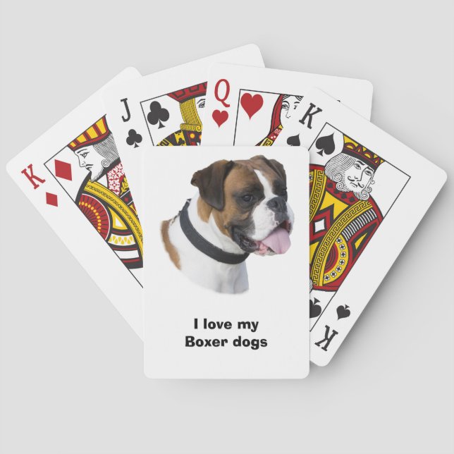 Boxer dog portrait photo playing cards (Back)