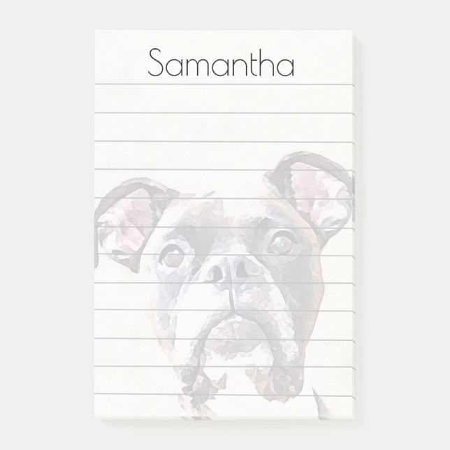 Boxer Dog post it notes pad (Front)