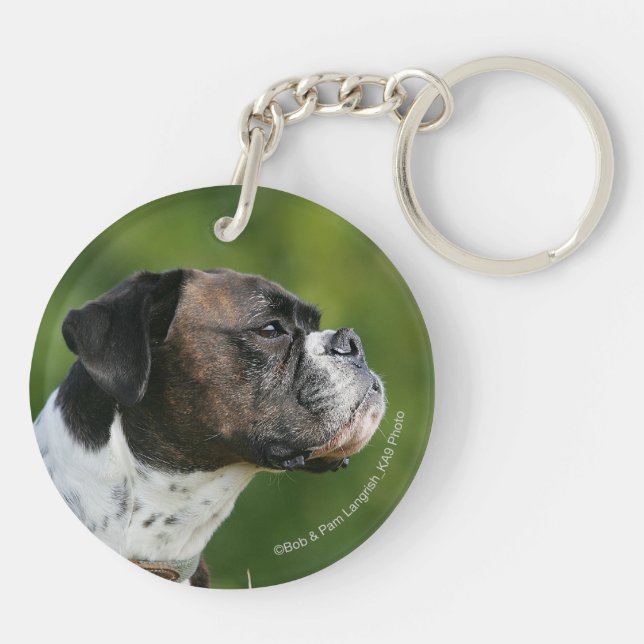 Boxer Dog Profile Key Ring (Back)