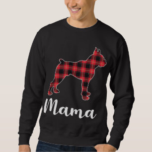 Boxer Dog Puppy Red plaid funny Christmas Sweatshirt