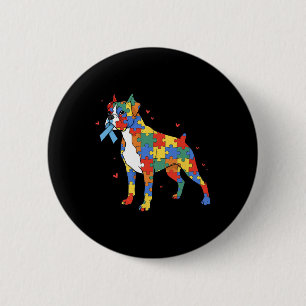 Boxer Dog Puzzle Autism Awareness Autistic Womens 6 Cm Round Badge