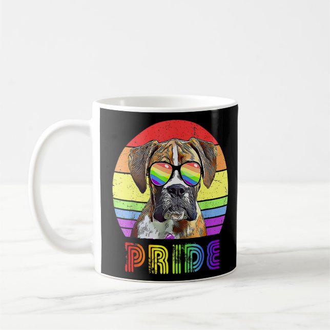 Boxer Dog Rainbow Sunglasses Lgbt Gay Lesbian Prid Coffee Mug (Left)