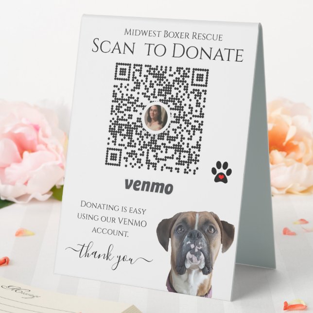 Boxer Dog Rescue Fundraiser Venmo Sign  (In SItu (Wedding))