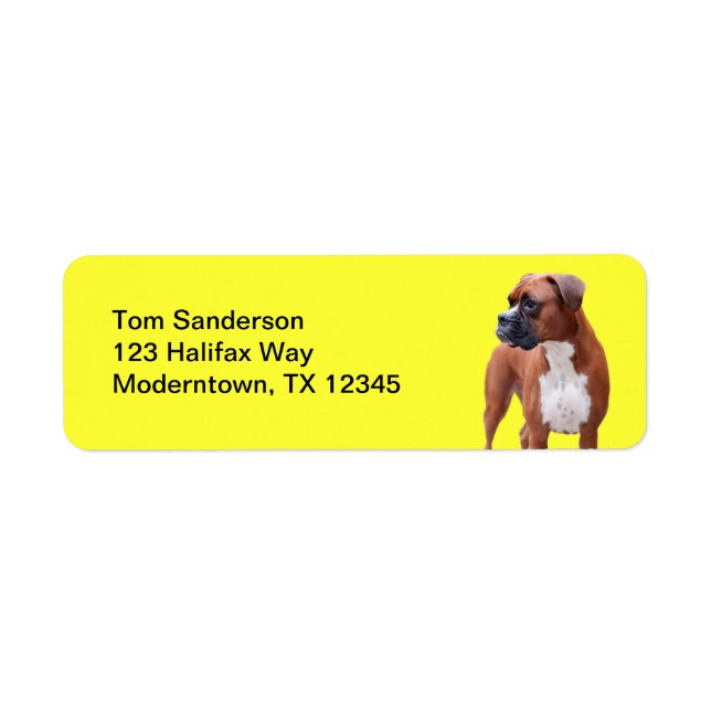 Boxer dog return address label (Front)